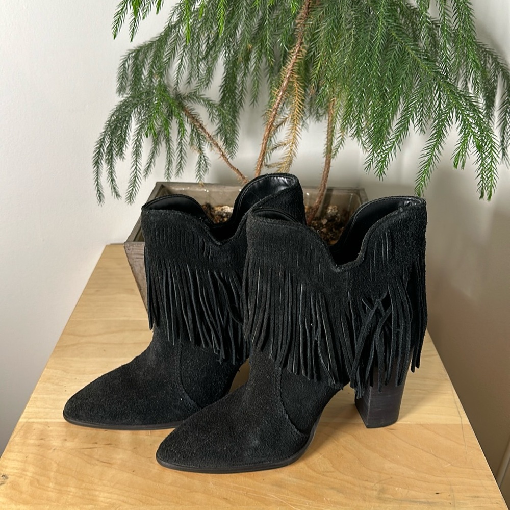 Arnold Churgin Suede Fringe Booties